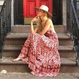 Free People Birdie Boho Red Paisley Maxi Dress